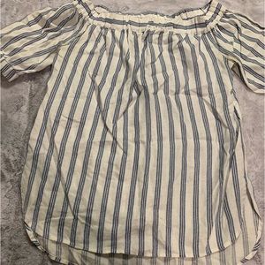 Michael Kors Blouse White with Navy Stripes